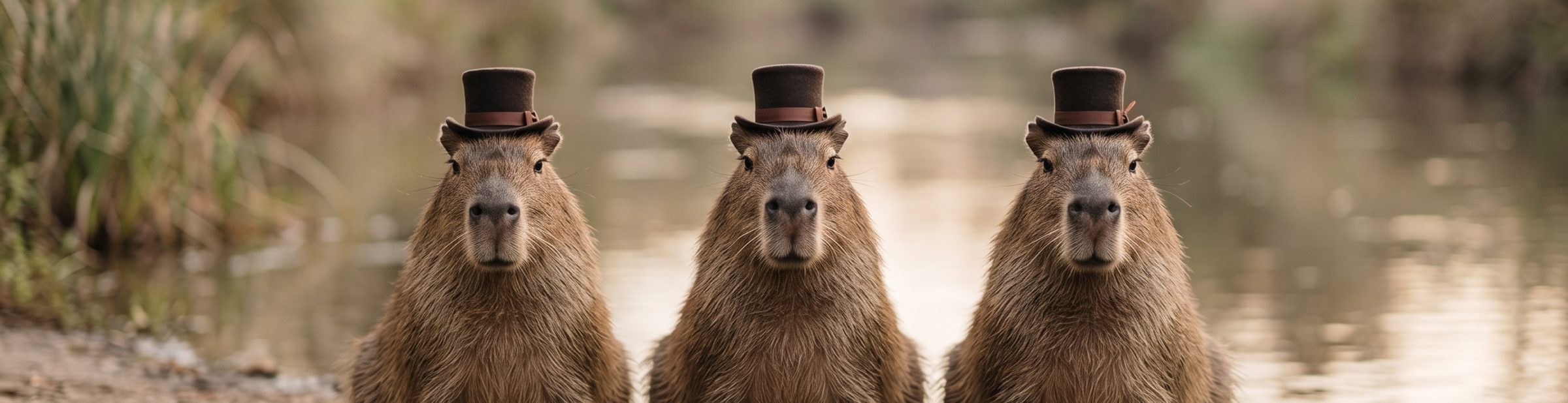 A row of capybaras looking serene — placeholder hero art.